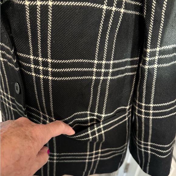 Jaeger Made in Great Britain Plaid Black & White 100% Wool Blazer US Size 6 - Picture 4 of 11
